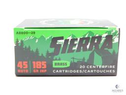 20 Rounds Sierra .45 ACP 185 Grain Jacketed Hollow Point