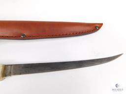 New Schrade Uncle Henry Fixed Blade Fillet Knife with Leather Sheath