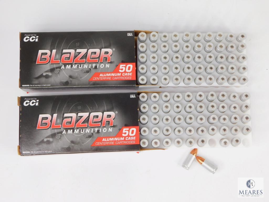 100 Rounds CCI Blazer 9mm Ammunition - 115-grain FMJ