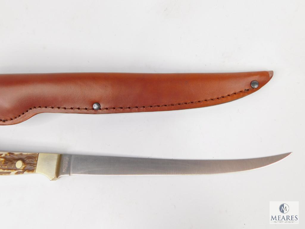 New Schrade Uncle Henry Fixed Blade Fillet Knife with Leather Sheath