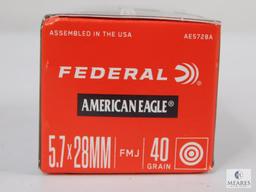50 Rounds Federal American Eagle 5.7x28 Ammo. 40 Grain FMJ