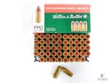 50 Rounds Sellier & Bellot 9mm Browning County/.380 Auto 92 Grain FMJ