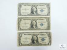 Group of Three US $1 Small Size Silver Certificates