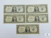 Group of Five US $1 Small-size Silver Certificates