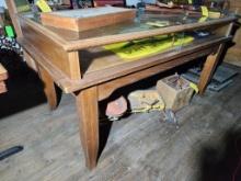 Large Wood Display Table & Contents