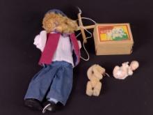 4 Vintage Toys incl Marionette Doll