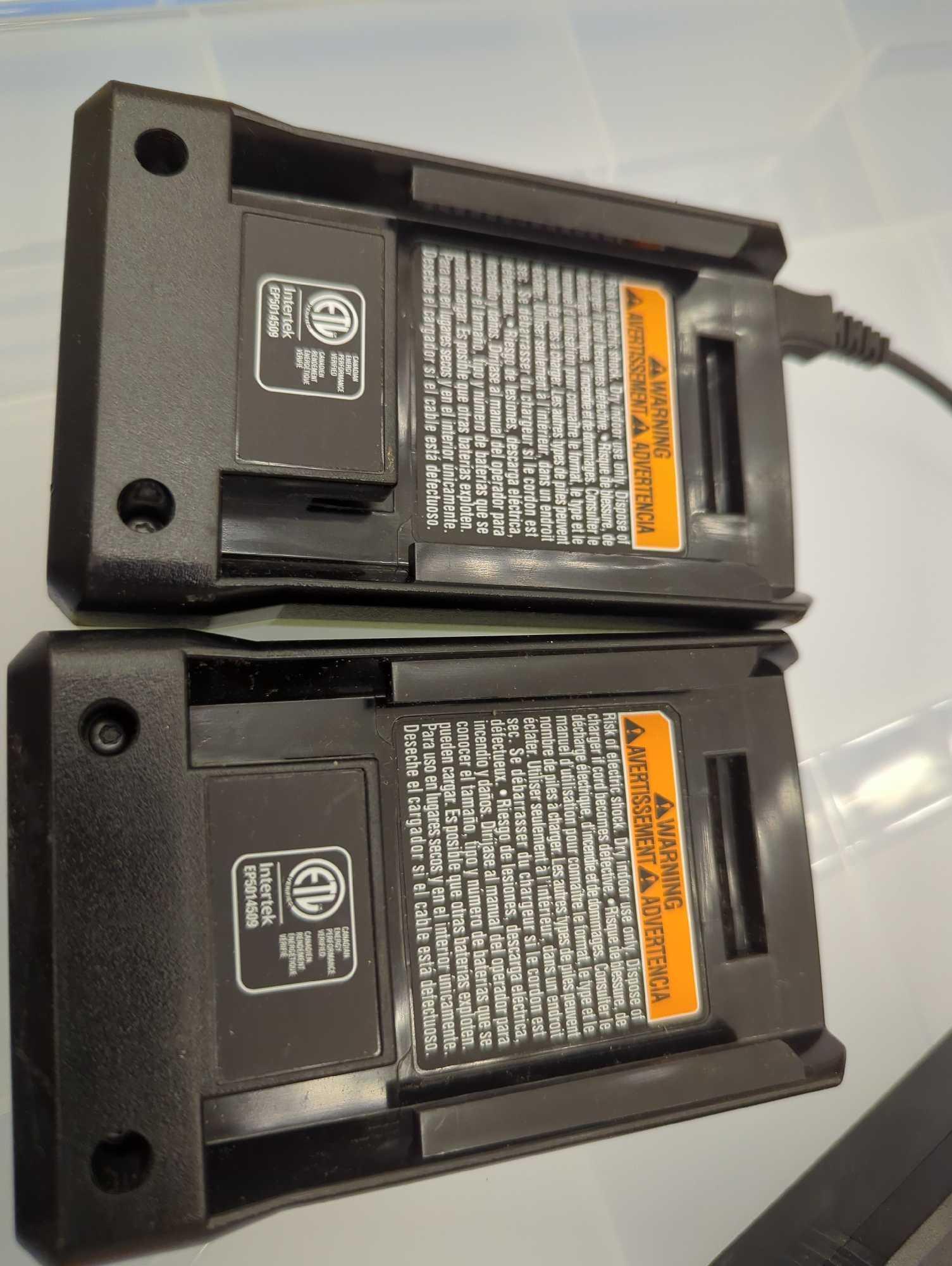 Lot of 2 RYOBI 40V Lithium-Ion Chargers with (1) USB Port, Retail Price $69/Each, Appears to be