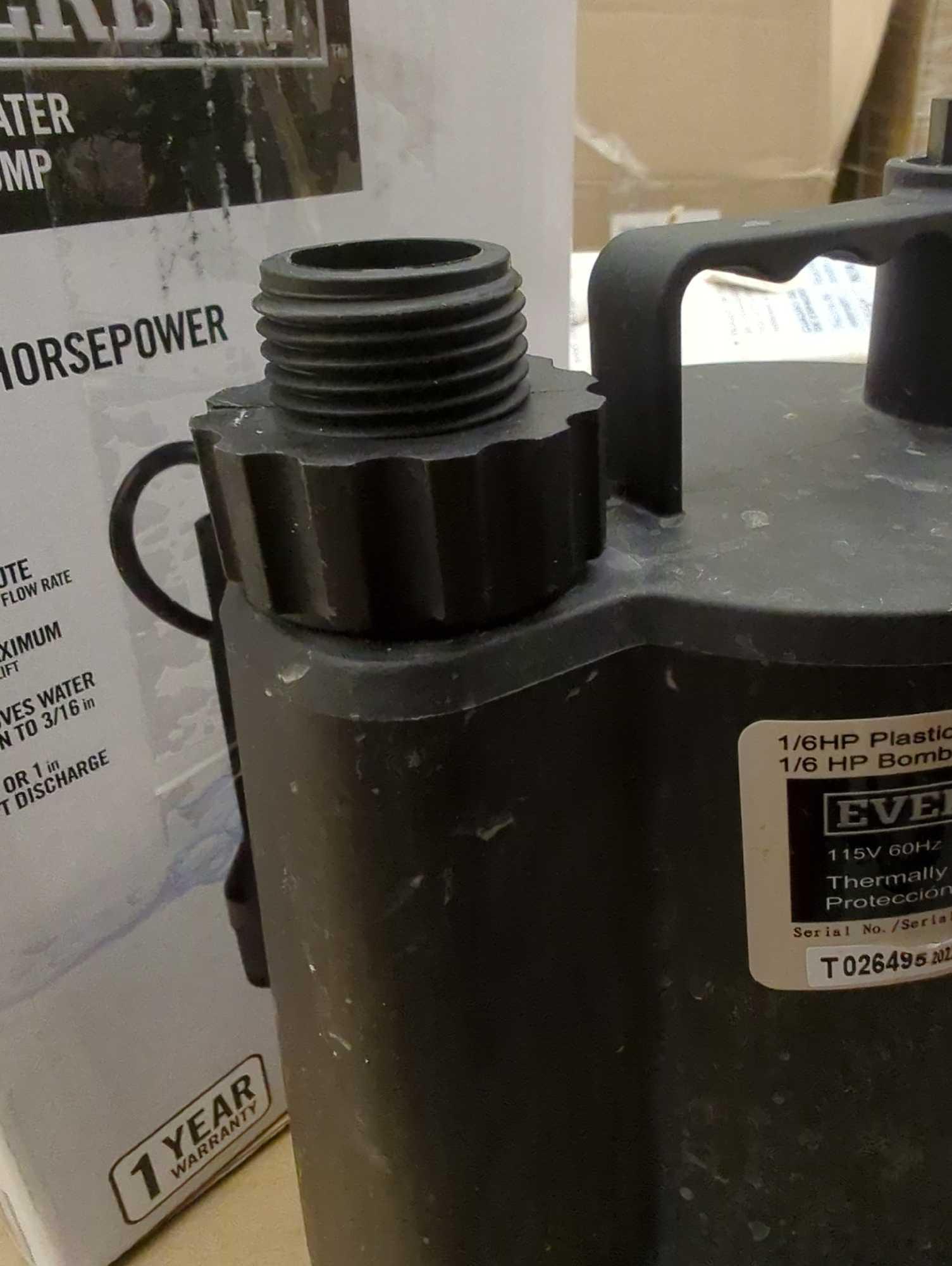Everbilt 1/6 HP Plastic Submersible Utility Pump, Appears to be New in Open Box Retail Price Value
