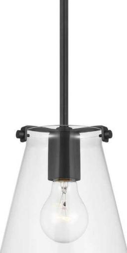 Generation Lighting Blaine 1-Light Matte Black Hanging Pendant with a Clear Glass Shade, Retail