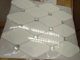 Box of 4 Ivy Hill Tile Mirage Lozenge Thassos 11.25 in. x 10.5 in. x 8 mm Marble and Glass Wall
