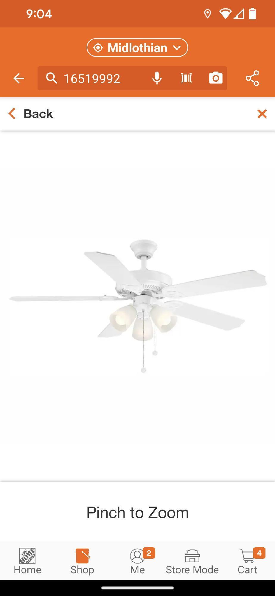 Brookhurst 52 in. LED Indoor White Ceiling Fan with Light Kit, Appears to be New in Factory Sealed