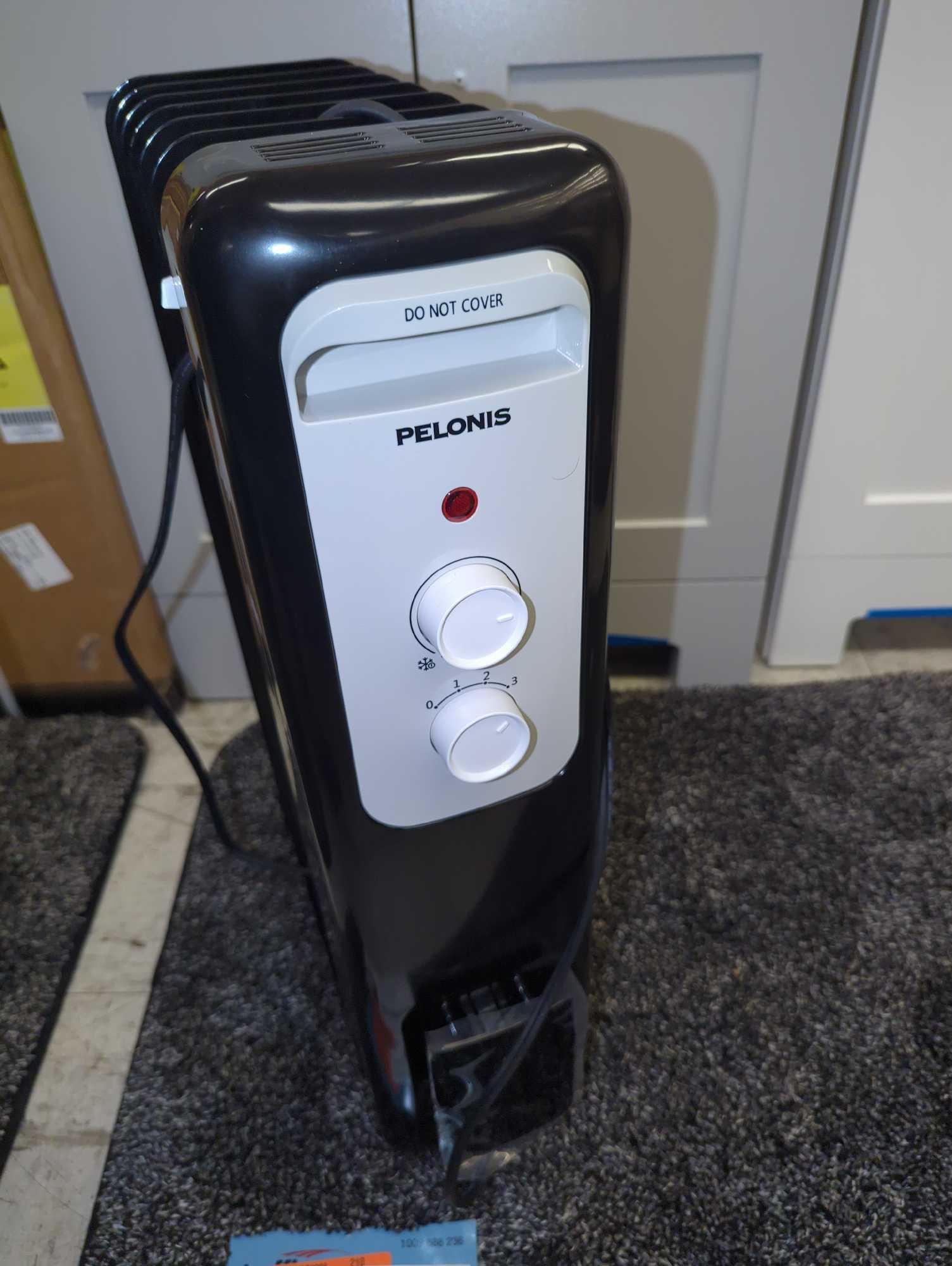 Pelonis 1,500-Watt Oil-Filled Radiant Electric Space Heater with Thermostat, Retail Price $55,