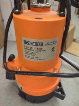 (Missing Tube) Everbilt 1/4 HP 2-in-1 Submersible Utility and Transfer Pump, Appears to be Used in