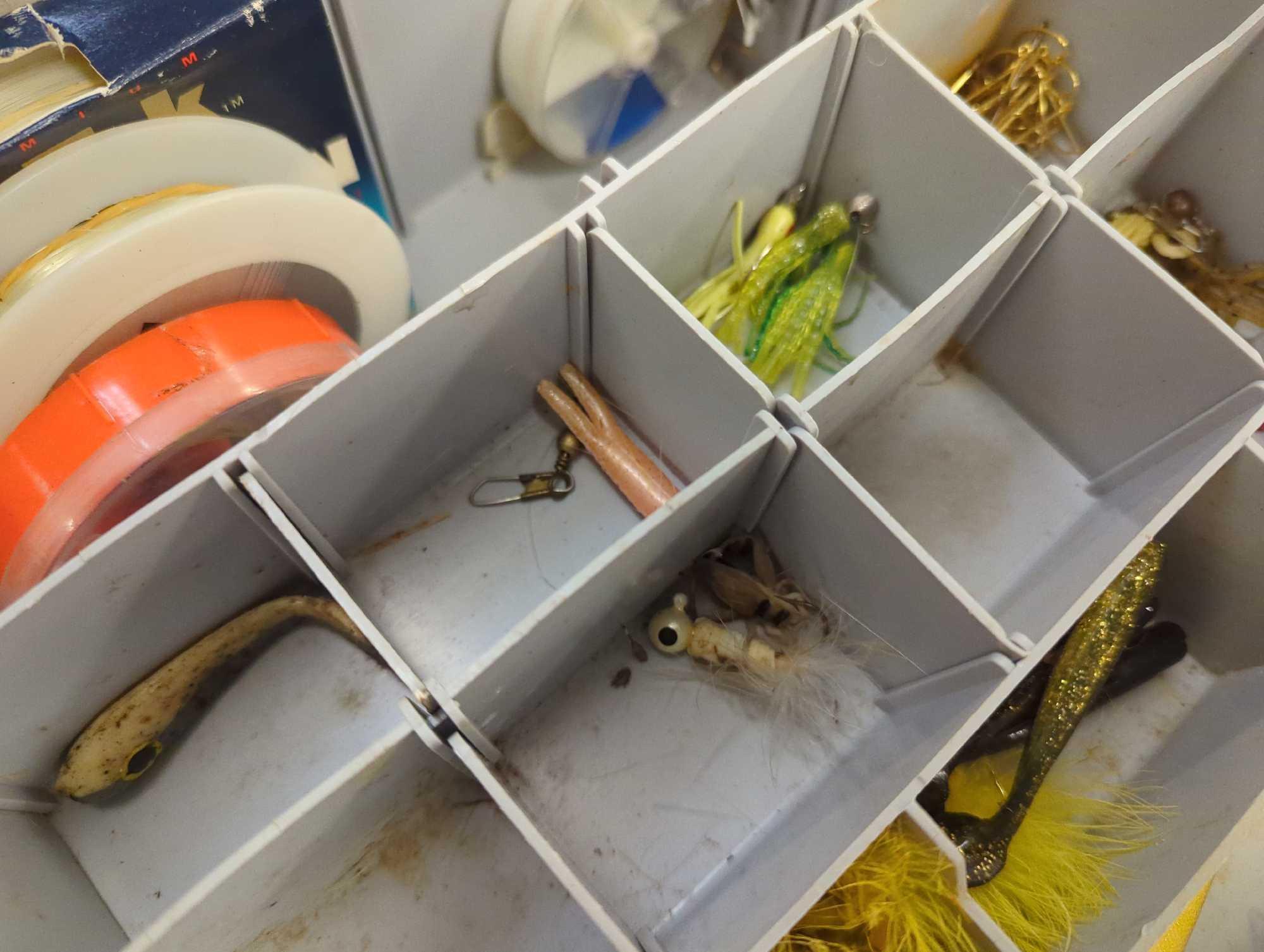 Tackle Box and contents includes a wire variety of fishing lures as are shown in photos. Comes as