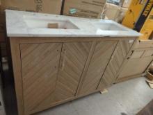 Glacier Bay (Damaged) Huckleberry Double Sink Bath Vanity in Weathered Tan with White Engineered