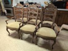 (DR) VINTAGE SET OF SIX CABERNET BY DREXEL FRENCH PROVINCIAL SLAT BACK DINING ROOM CHAIRS WITH