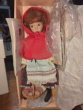 (GAR) 14" Dianna Effner Red Riding Hood Porcelain Doll Brother's Grimm By Knowles. Booklet ang tag