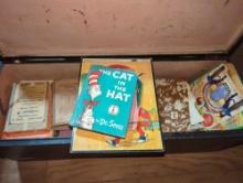 (GAR) LOT OF ASSORTED ITEMS TO INCLUDE, BLACK PAINTED KIDS TOY TRUNK, CHARMIN CHATTY FRAME TRAY