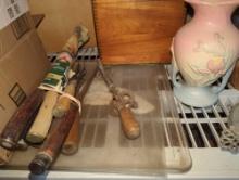 (GAR) SHELF LOT OF ASSORTED ITEMS TO INCLUDE, BOX OF ASSORTED COFFEE MUGS/CUPS, AN ASSORTMENT OF