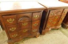 3 Drawer Block Front Nightstands - Mahogany - 2 Pieces