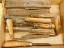 Box Lot of Chisels - Signed Sheffield - Shave and Pusher