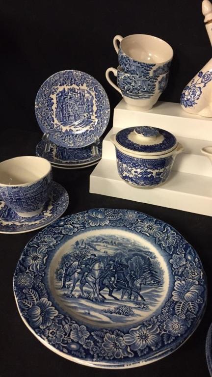 LIBERTY BLUE STAFFORSHIRE AND MORE BLUE CHINA SET