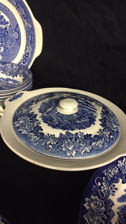 LIBERTY BLUE STAFFORSHIRE AND MORE BLUE CHINA SET