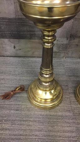 PAIR OF STIFFEL BRASS STYLE LAMPS