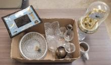 BOX OF MISCELLANEOUS: CRYSTAL & SILVERPLATE DECOR