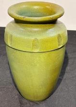Arts and Crafts Green Vase / Planter, 10in