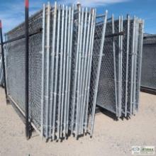 1 ASSORTMENT. TEMPORARY FENCE PANELS, APPROX 30EA, 10FT WIDE X 6FT HIGH, WITH 2EA STORAGE RACKS