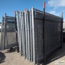 1 ASSORTMENT. TEMPORARY FENCE PANELS, APPROX 28EA, 10FT WIDE X 6FT HIGH, WITH 2EA STORAGE RACKS