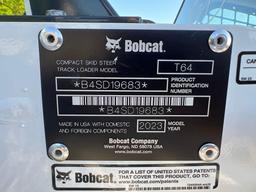 2023 BOBCAT T64 RUBBER TRACKED SKID STEER powered by diesel engine, equipped with rollcage,