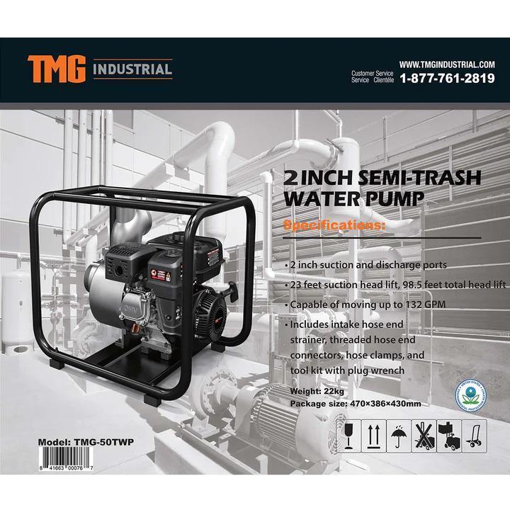 NEW SUPPORT EQUIPMENT NEW TMG 132 GPM 2" Semi-Trash Water Pump with 6.5 HP Gas Engine, LOCATED IN