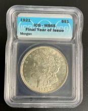 1921 US Morgan Silver Dollar ICG MS 65