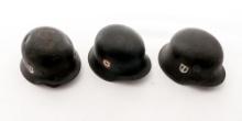 Lot of Three (3) WWII SS Schutzstaffeln Single Decal Helmets