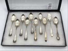Lot of 10 Various Sterling Silver Spoons