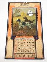 Un-Framed 1936 Adv. Calendar w/ Hunting