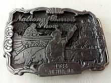 BELT BUCKLE NATIONAL BARROW SHOW AUSTIN MN 1988 LIMITED EDITION #70 OF 100 DIST BY HOWE ADV