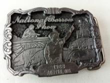 BELT BUCKLE NATIONAL BARROW SHOW AUSTIN MN 1988 LIMITED EDITION #97 OF 100 DIST BY HOWE ADV