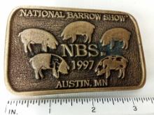 BELT BUCKLE NATIONAL BARROW SHOW AUSTIN MN 1997 LIMITED EDITION #52 OF100 KATO SPECIALTIES