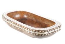 Native Maori Carved Mother of Pearl Inlay Bowl