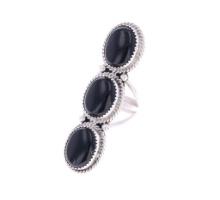 R. Yaz Navajo Sterling Silver and Onyx Ring