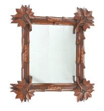Hand Carved Black Forest Oak Mirror c. Early 1900s