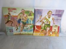 Lot of 2 Pcs Collector Assorted Helsinko 1952 & Melbourne 1956 Pictures Size: 10x9.5"