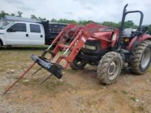 CASE IH JX65 TRACTOR WITH CASE LX132 FRONT END LOADER AND HAY SPEAR, HOURS SHOWING: 1685, 4WD