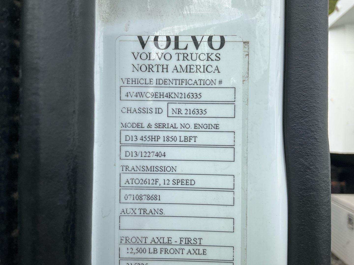 2019 VOLVO VNR64T630 Serial Number: 4V4WC9EH4KN216335