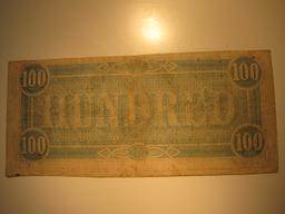 1864 Civil War Confederate States of American $100 Dollar Currency Richmond