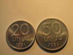 Foreign Coins: Armenia 20 & 50 Looma