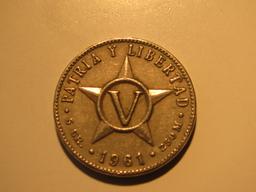 Foreign Coins: 1961 Cuba 5 Centavos